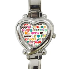 Scandinavian Folk Art Wave Craze Heart Italian Charm Watch by andStretch