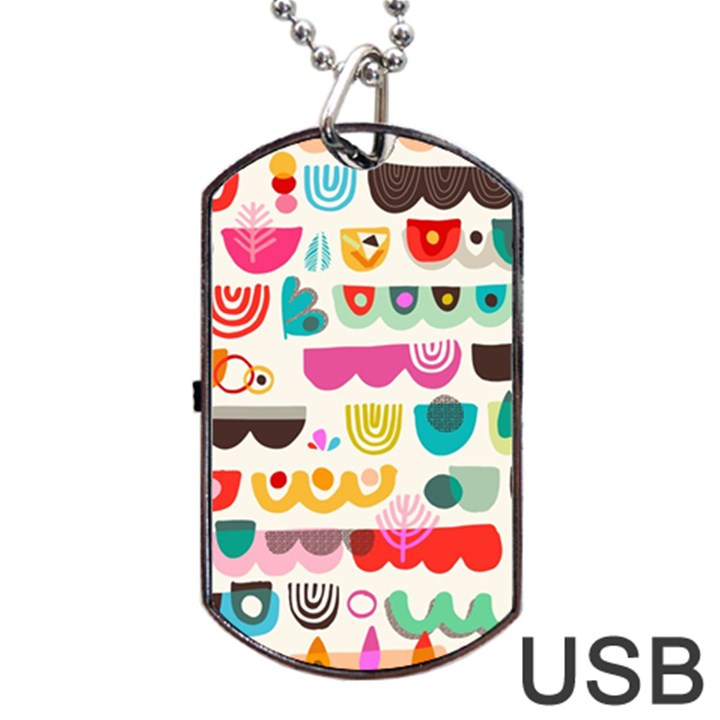 Scandinavian Folk Art Wave Craze Dog Tag USB Flash (Two Sides)