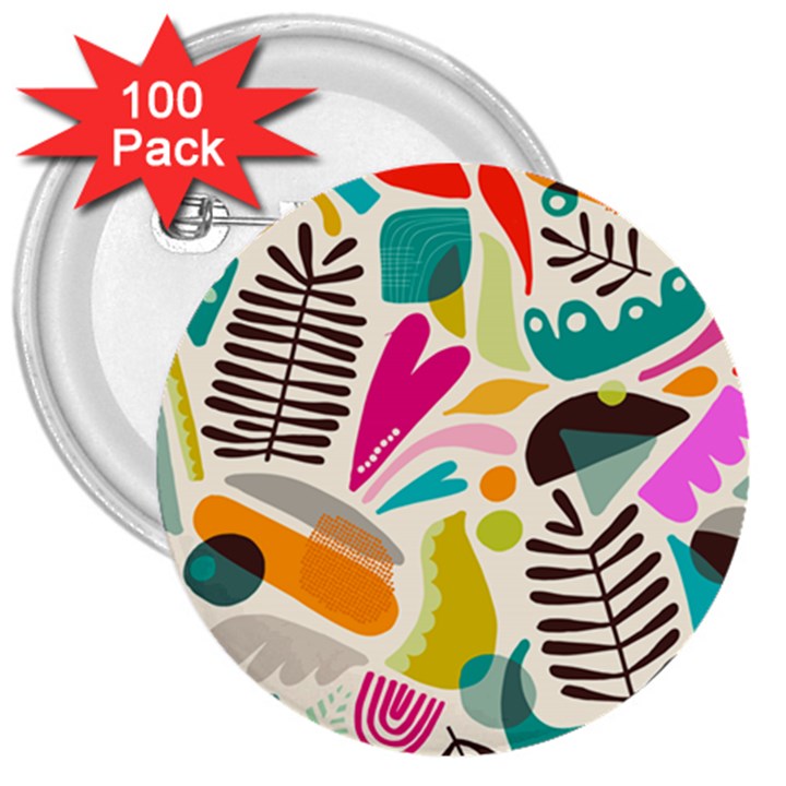 Scandinavian Folk Art Random Fandom 3  Buttons (100 pack) 