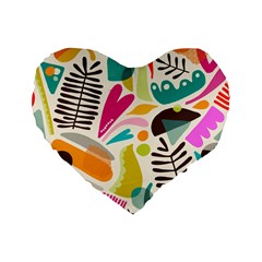 Scandinavian Folk Art Random Fandom Standard 16  Premium Heart Shape Cushions by andStretch