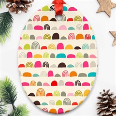 Scandinavian Folk Art Rainbow Road Ornament (oval) by andStretch