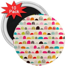 Scandinavian Folk Art Rainbow Road 3  Magnets (10 Pack)  by andStretch