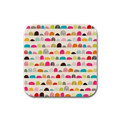 Scandinavian Folk Art Rainbow Road Rubber Square Coaster (4 Pack)  by andStretch