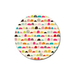 Scandinavian Folk Art Rainbow Road Magnet 3  (round) by andStretch