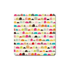 Scandinavian Folk Art Rainbow Road Square Magnet