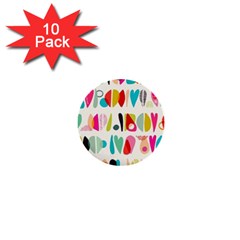 Scandinavian Folk Art Halfsies 1  Mini Buttons (10 Pack)  by andStretch