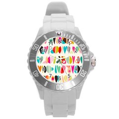 Scandinavian Folk Art Halfsies Round Plastic Sport Watch (l) by andStretch