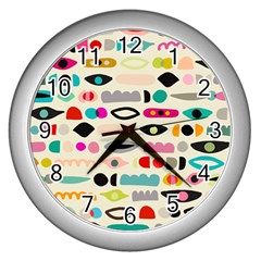 Scandinavian Folk Art Eye Spy Wall Clock (silver) by andStretch