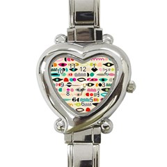 Scandinavian Folk Art Eye Spy Heart Italian Charm Watch by andStretch