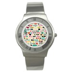 Scandinavian Folk Art Eye Spy Stainless Steel Watch Front