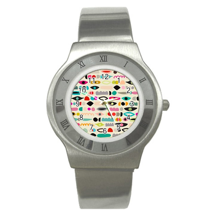 Scandinavian Folk Art Eye Spy Stainless Steel Watch