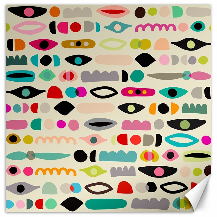 Scandinavian Folk Art Eye Spy Canvas 16  x 16 