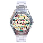 Scandinavian Folk Art Eye Spy Stainless Steel Analogue Watch Front