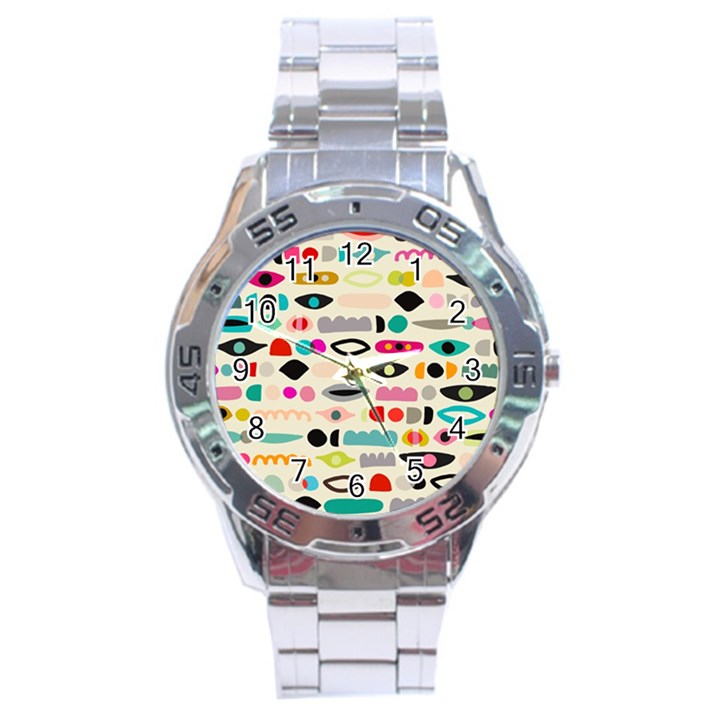 Scandinavian Folk Art Eye Spy Stainless Steel Analogue Watch