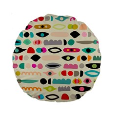 Scandinavian Folk Art Eye Spy Standard 15  Premium Round Cushions by andStretch