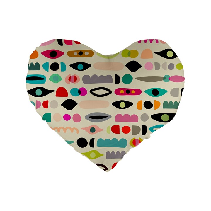 Scandinavian Folk Art Eye Spy Standard 16  Premium Heart Shape Cushions