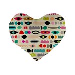 Scandinavian Folk Art Eye Spy Standard 16  Premium Heart Shape Cushions Back