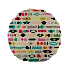 Scandinavian Folk Art Eye Spy Standard 15  Premium Flano Round Cushions by andStretch