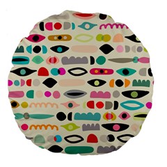 Scandinavian Folk Art Eye Spy Large 18  Premium Flano Round Cushions by andStretch