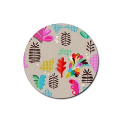 Scandinavian Foliage Fun Rubber Coaster (round)  by andStretch