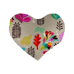 Scandinavian Foliage Fun Standard 16  Premium Heart Shape Cushions by andStretch