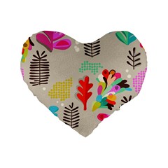 Scandinavian Foliage Fun Standard 16  Premium Flano Heart Shape Cushions by andStretch