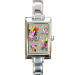 Scandinavian Flower Shower Rectangle Italian Charm Watch Front