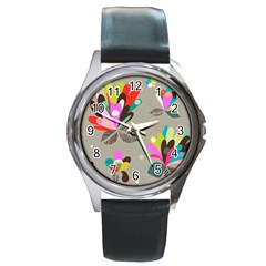 Scandinavian Flower Shower Round Metal Watch by andStretch