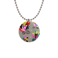 Scandinavian Flower Shower 1  Button Necklace by andStretch