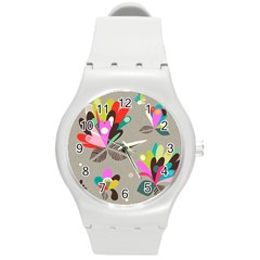 Scandinavian Flower Shower Round Plastic Sport Watch (m) by andStretch