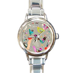 Scandinavian Birds Feather Weather Round Italian Charm Watch by andStretch