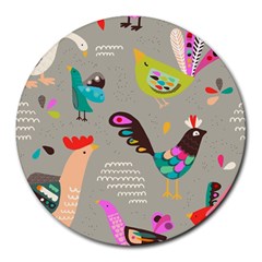 Scandinavian Birds Feather Weather Round Mousepads by andStretch