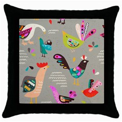 Scandinavian Birds Feather Weather Throw Pillow Case (black) by andStretch