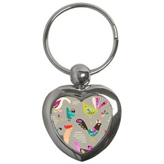 Scandinavian Birds Feather Weather Key Chain (heart) by andStretch