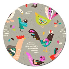 Scandinavian Birds Feather Weather Magnet 5  (round) by andStretch