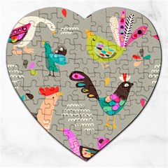 Scandinavian Birds Feather Weather Jigsaw Puzzle (heart) by andStretch