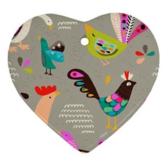 Scandinavian Birds Feather Weather Heart Ornament (two Sides) by andStretch