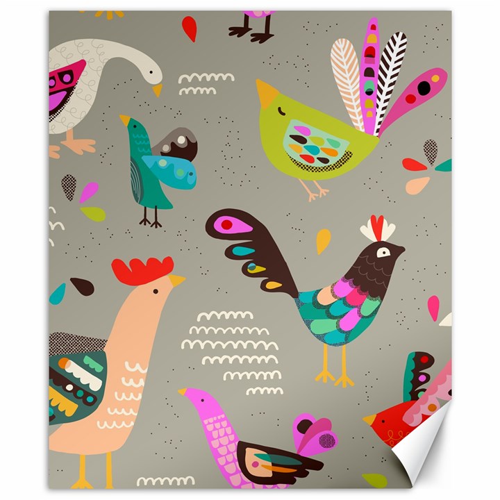 Scandinavian Birds Feather Weather Canvas 8  x 10 