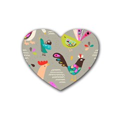 Scandinavian Birds Feather Weather Heart Coaster (4 Pack)  by andStretch