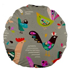 Scandinavian Birds Feather Weather Large 18  Premium Round Cushions by andStretch