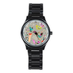 Scandinavian Birds Feather Weather Stainless Steel Round Watch by andStretch