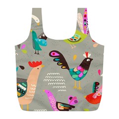 Scandinavian Birds Feather Weather Full Print Recycle Bag (l)