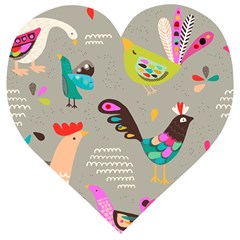 Scandinavian Birds Feather Weather Wooden Puzzle Heart by andStretch