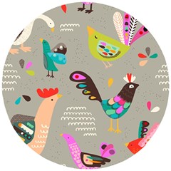 Scandinavian Birds Feather Weather Wooden Puzzle Round