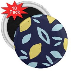 Laser Lemon Navy 3  Magnets (10 Pack)  by andStretch