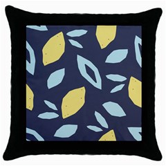 Laser Lemon Navy Throw Pillow Case (black) by andStretch