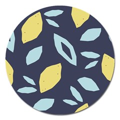 Laser Lemon Navy Magnet 5  (round)