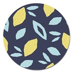 Laser Lemon Navy Magnet 5  (Round) Front