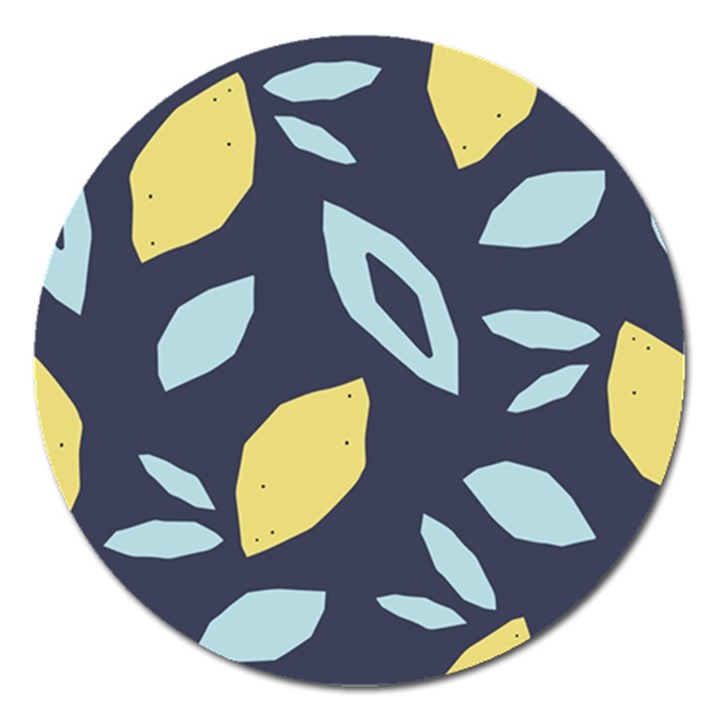 Laser Lemon Navy Magnet 5  (Round)