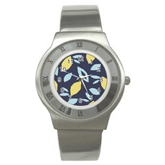 Laser Lemon Navy Stainless Steel Watch by andStretch